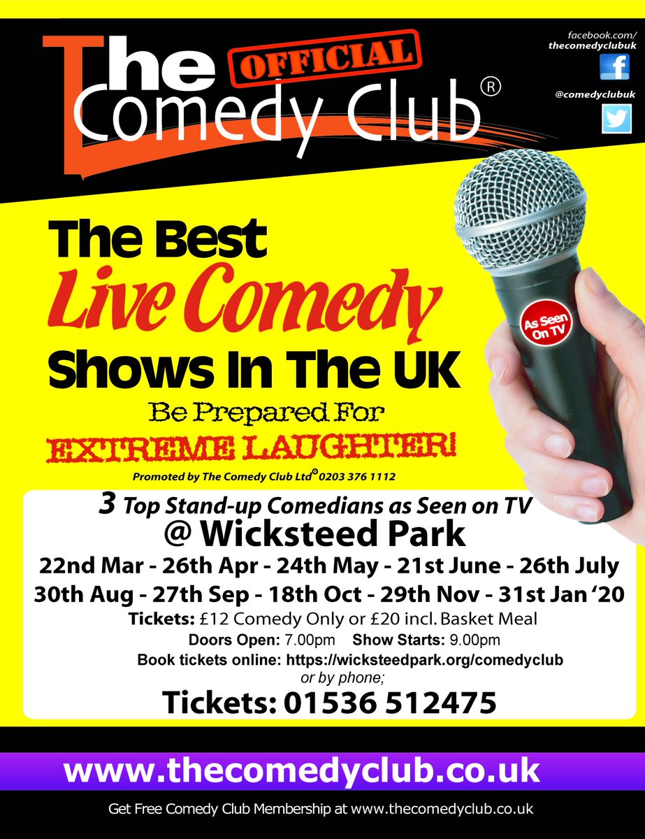 ComedyClubUK's tweet photo. #LIVE #Standup #Comedy #Comedians @WicksteedPark #Kettering this Friday 24th May. Show starts 9pm. Full details on web: https://t.co/ik5bmCRgTa #KevMcCarthy #ColinCole @MandyMuden - As seen on TV! #BGT https://t.co/Yuaq3vU0zM