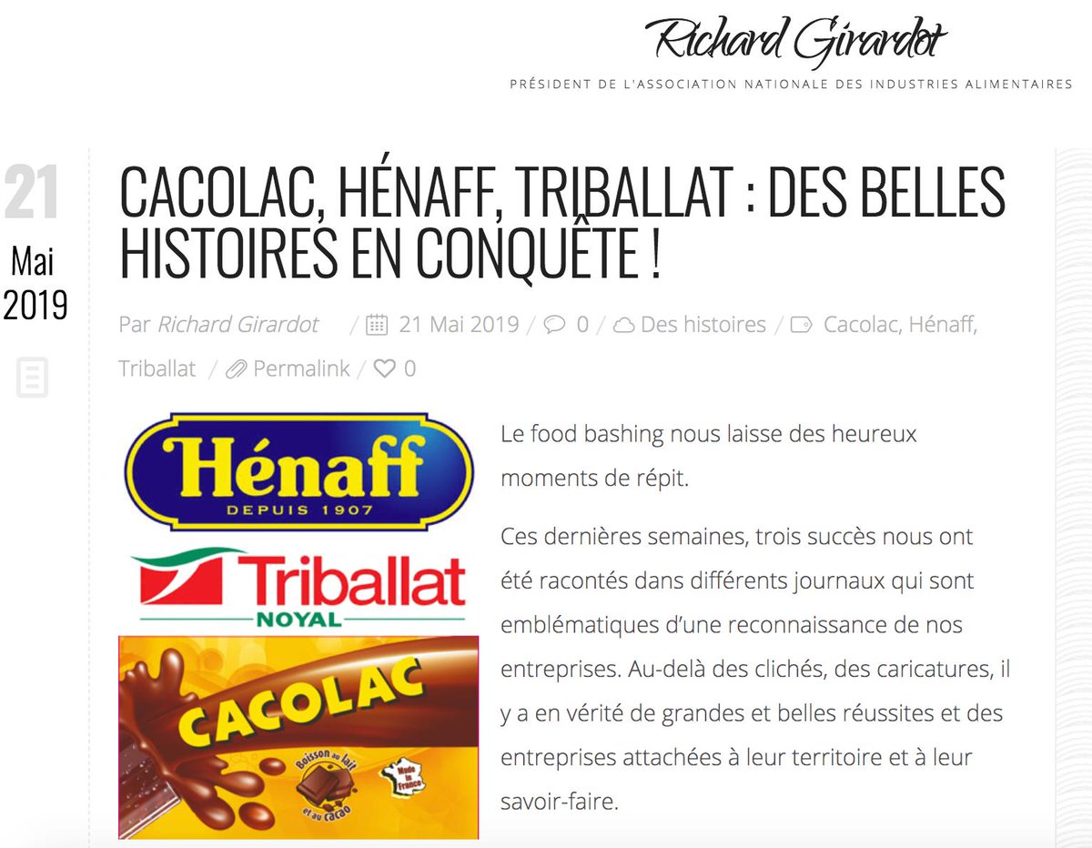 Cacolac, Hénaff, Triballat : des belles histoires en conquête ! Retrouvez mon billet sur trois entreprises de l'alimentation qui font la réussite de nos territoires ▶️ richardgirardot.fr/cacolac-henaff…