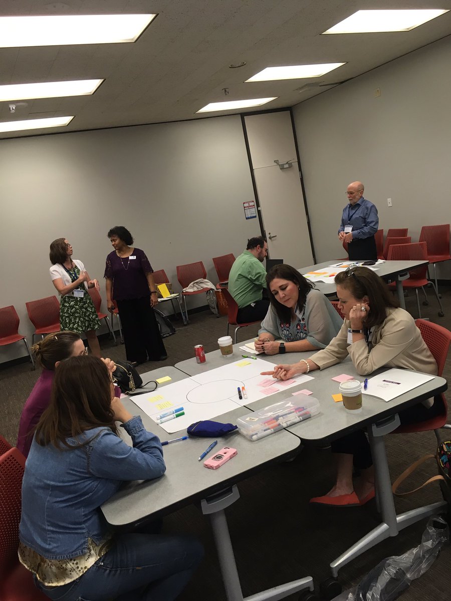jackiewb's tweet image. Educators engaged in small group conversations at the UTeach Apprentice Teaching session @uteachaustin @uteachinstitute #uteachconf