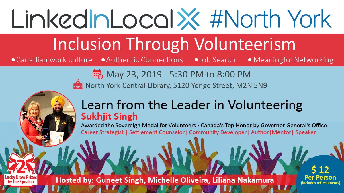 Be my guest. Top 3 reasons to attend this #linkedinlocal
1)You have a chance to WIN a copy of my book 
2)You will network ( #meaningfully) 
3)You will know one of my #SuccessSecret 
Say ' Yes'and I will book a spot  for you. #newcomers #immigrants #changemaker  #canadiandream