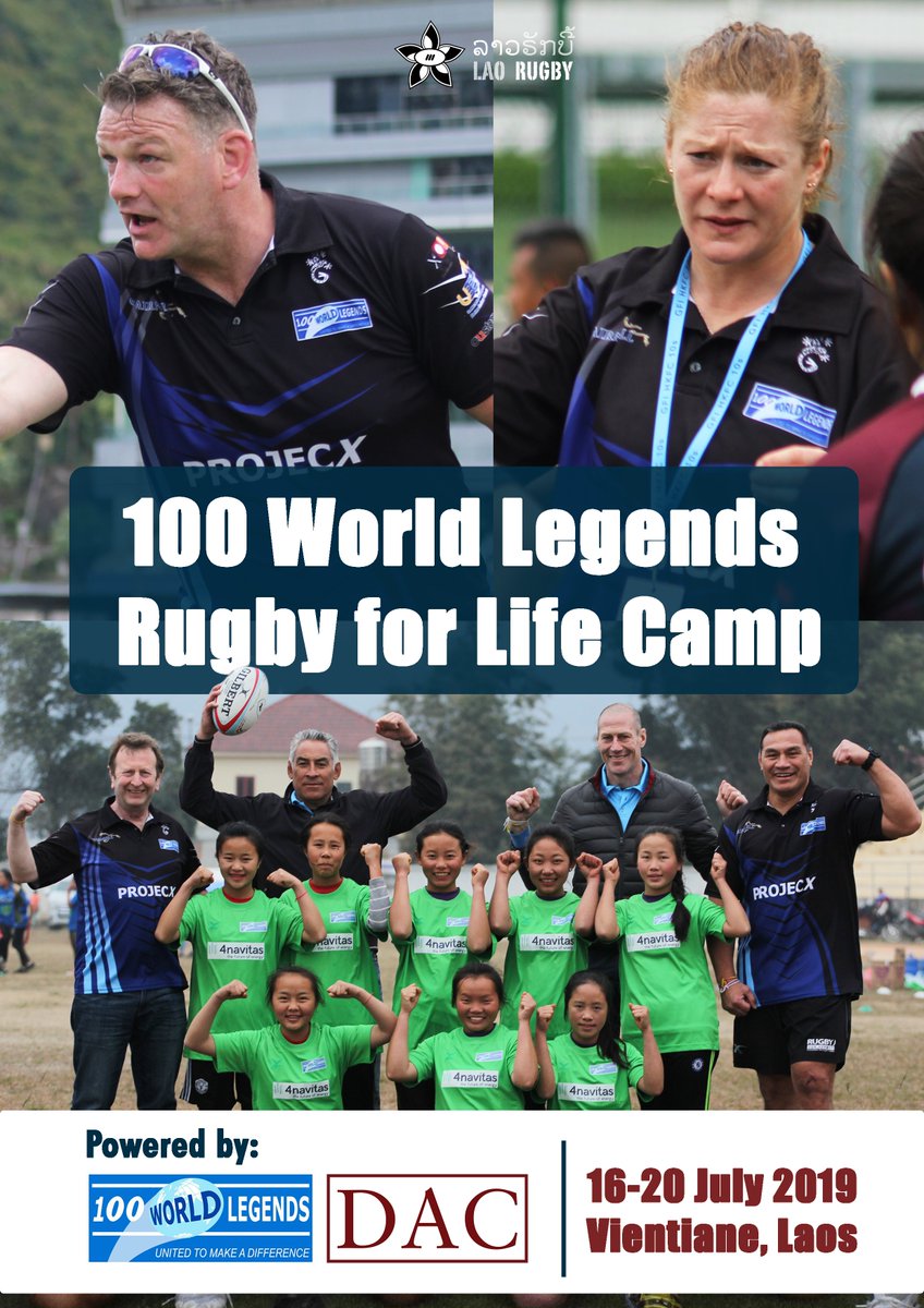 100 World Legends Rugby for Life Camp 2019 Our first rugby for life project is going ahead in July, and plans are in preparation for expanding this programme across the region   our coaching team includes  Tamara Taylor, Todd Clever, David Corkery and Dan Scarbrough