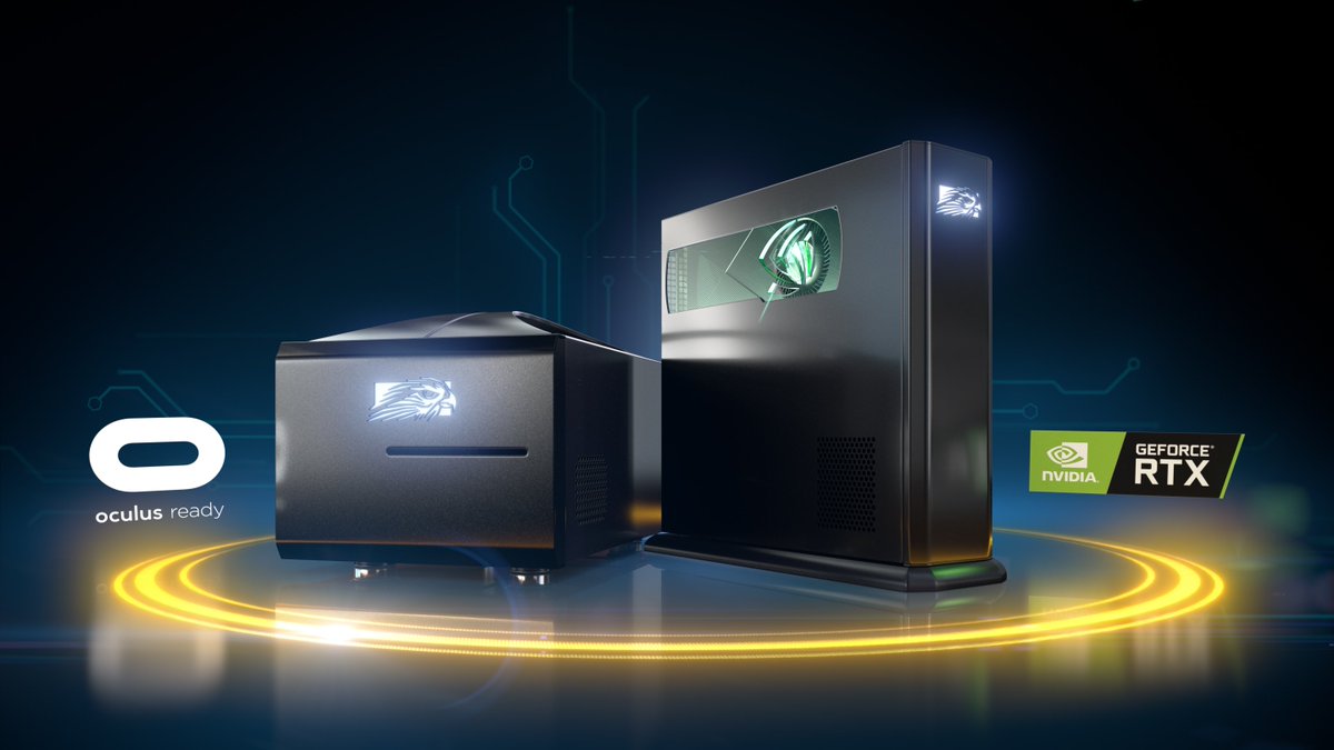 MetaQuestVR's tweet photo. Want to level up your PC to celebrate the launch of #RiftS? Get certified machines powered by @NVIDIAGeForce RTX graphics in our #OculusReady program, like these Tiki & FragBox models from @FalconNW! // https://t.co/4rkDXviSYF // https://t.co/FA33pUi4Ce https://t.co/V9OzoOyAHt