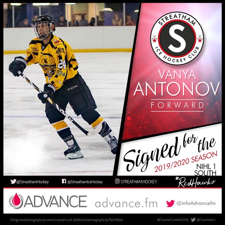 ANNOUNCEMENT: Antonov signs up in SW16 as first new arrival for the 2019/20 season bit.ly/antonovsigns  
#Streatham | #oneNIHL | #London | #HockeyTwitter | #RedHawks