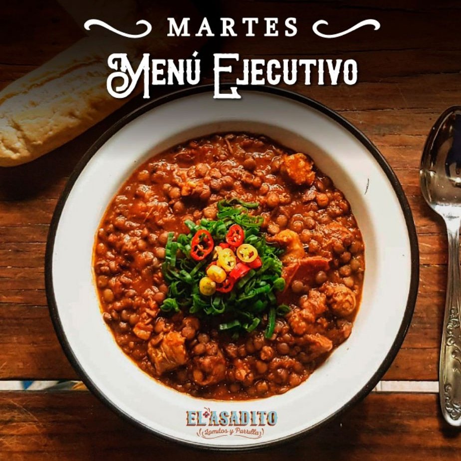 Martes 21 de Mayo ¡Lentejas! 
Combatimos el Frio en el Asadito con un plato especial en nuestro Menú ejecutivo
¡$250 con Bebida y postre! ¿Te vas a perder este almuerzo?