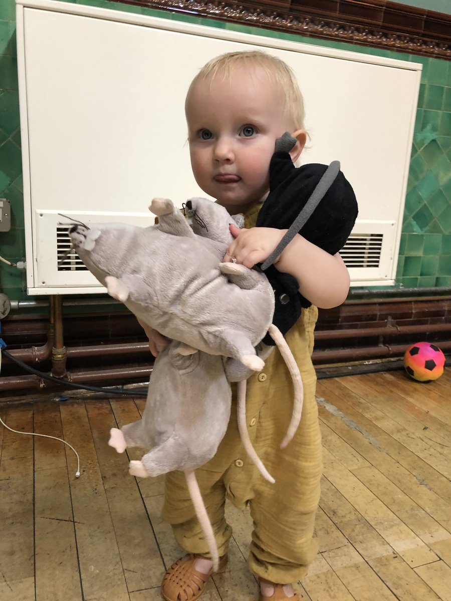 skewbaldtheatre's tweet photo. It’s great having a 1.5 year old in the rehearsal room. She is now the official animal handler, animal feeder and director. Who said never work with animals and children??? First stop @SuttonLibraries Sat 25 May https://t.co/y8TeaOEruP https://t.co/MYPHInatsI