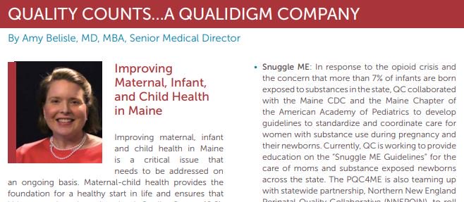 Qualidigm's tweet image. 👇Did you catch Amy Belisle, MD, MBA, Senior Medical Director's article in the #MaineMedicalAssociation newsletter? She discusses Qualidigm's efforts to improve maternal, infant and #childhealth in #Maine! Scroll to Page 4! mainemed.com/sites/default/… #ruralhealth #MaineMedicine
