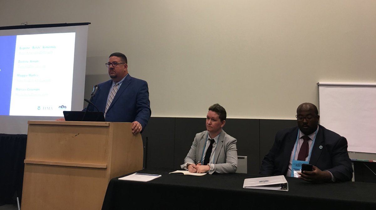 HWC_DC's tweet photo. FEMA's @BKinerney joins @Destiny_Aman &amp; @MTColemanJr to talk flood after fire at #ASFPM2019. Photo by @nicolemariakim! https://t.co/gGux1AkXO4