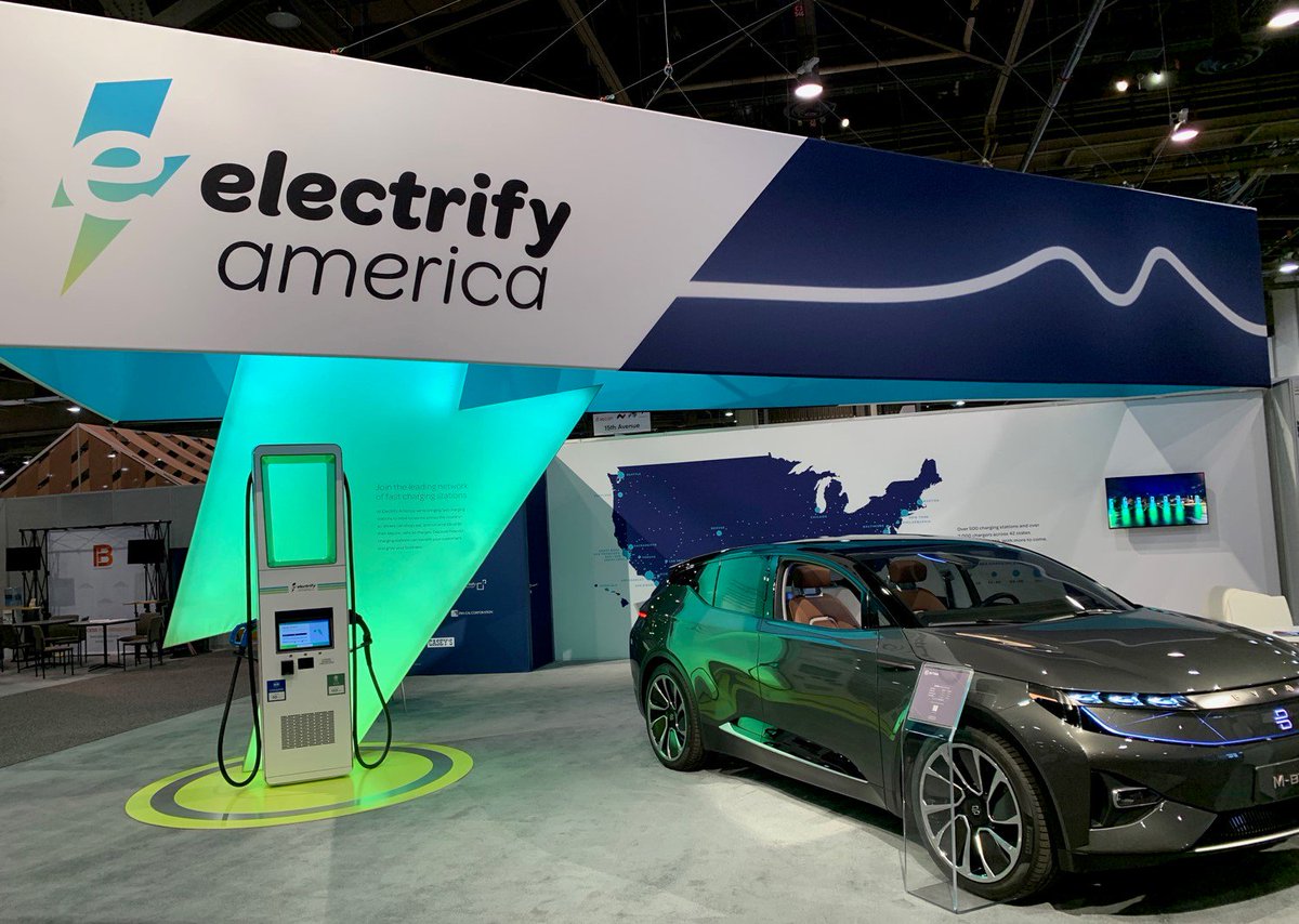 ElectrifyAm's tweet image. Electrify America is thrilled to be at our first #ICSCRECon in Las Vegas with @BYTONcars.  Come visit us at our @ICSC booth C1459L! ⚡️