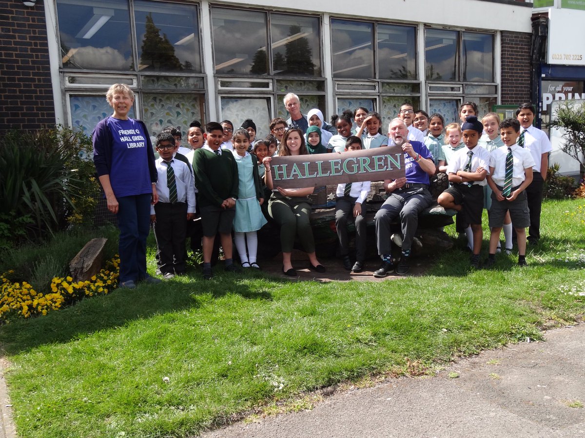 HGJS's tweet photo. Class 4.4 won the competition to name the new dragon outside Hall Green Library.  The children attended the naming ceremony this afternoon.  The name they suggested was Hallegren. https://t.co/ANipYZpduq
