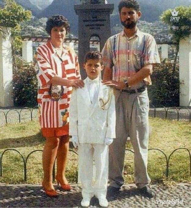 Cristiano Ronaldo with his father and mother
