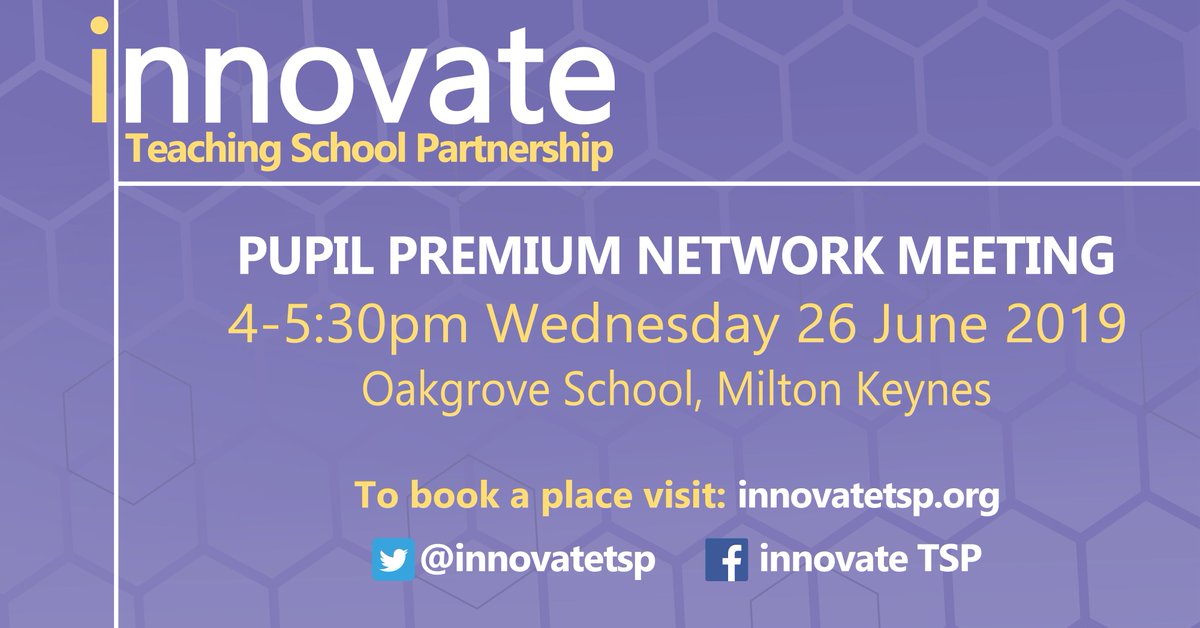 innovatetsp's tweet image. We are proud to be hosting a Pupil Premium Network Meeting on the 26th June 4-5:30 at Oakgrove School.  For more information and to book you place visit innovatetsp.org/index.php/cpd/… 

#pupilpremium #primary #secondary #networking #teacherCPD #BetterTogether