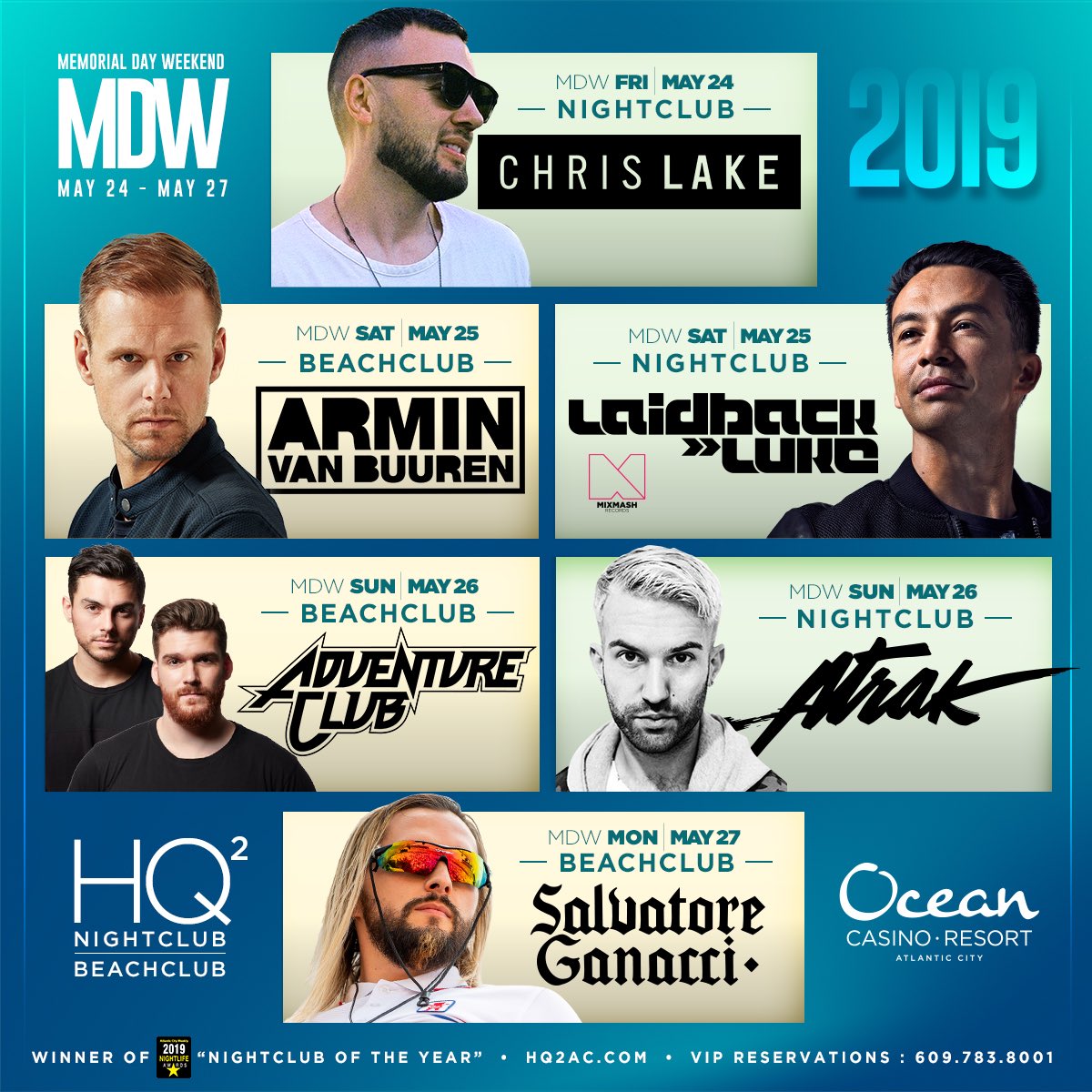 HQ2AC's tweet photo. Get your sun screen and swimsuits ready for #MDW at HQ² Beachclub | HQ² Nightclub. Which event are you most excited to see?

For tickets and table reservations head to https://t.co/AqTVV9KXPQ

#armin #chrislake #laidbackluke #adventureclub #atrak #salvatoreganacci #atlanticcity https://t.co/2tiMFgJe8j