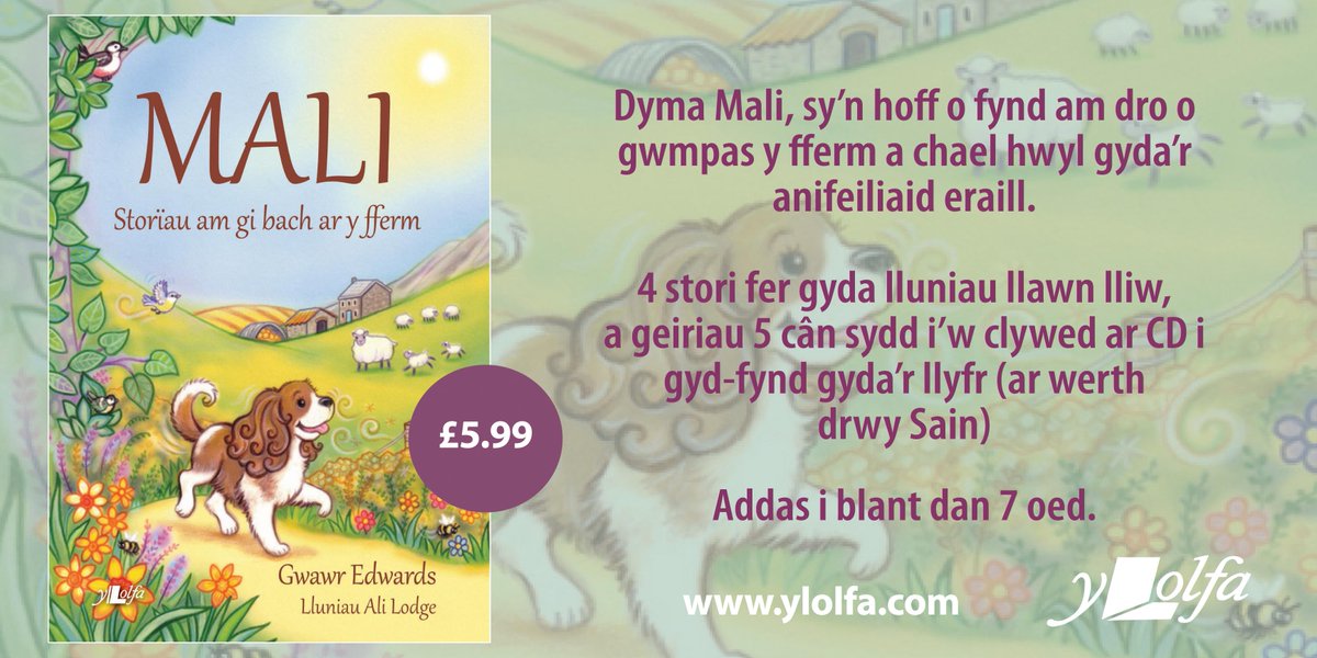 YLolfa's tweet photo. Yr wythnos hon cyhoeddir llyfr cyntaf y gantores boblogaidd, @gwawredwards. Mae Mali: Storïau am gi bach ar y fferm yn cynnwys 4 stori – un stori i bob tymor ac felly cawn ddilyn y tymhorau trwy galendr y byd amaethyddol drwy lygaid sbaniel bach a’i ffrindiau.
@LlyfrDaFabBooks https://t.co/xlJP1SYx9p