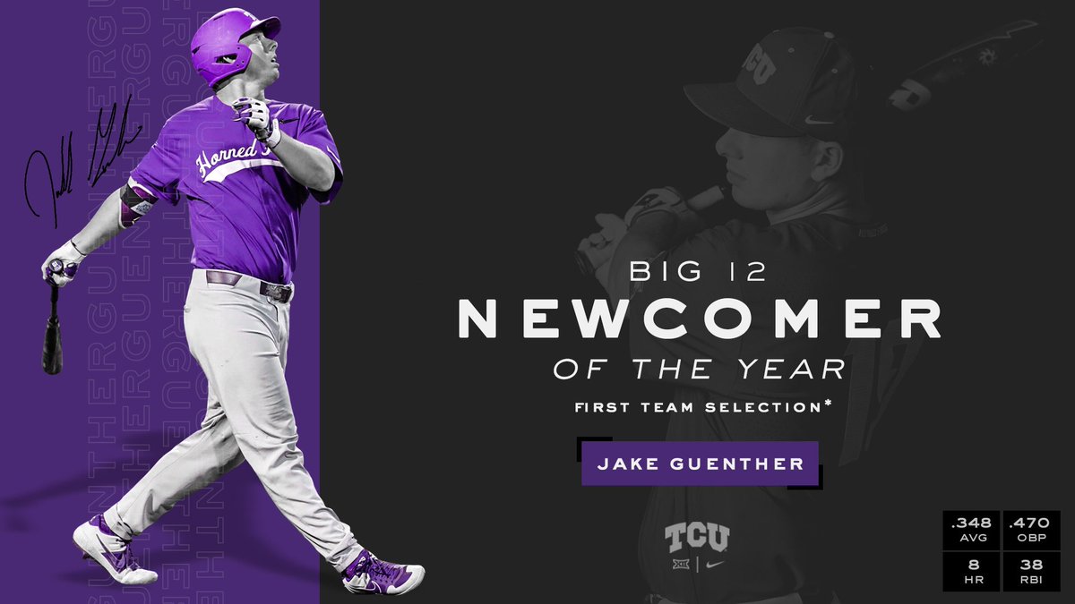 TCU_Baseball's tweet image. A well-deserved honor for Jake Guenther. Congrats! #GoFrogs