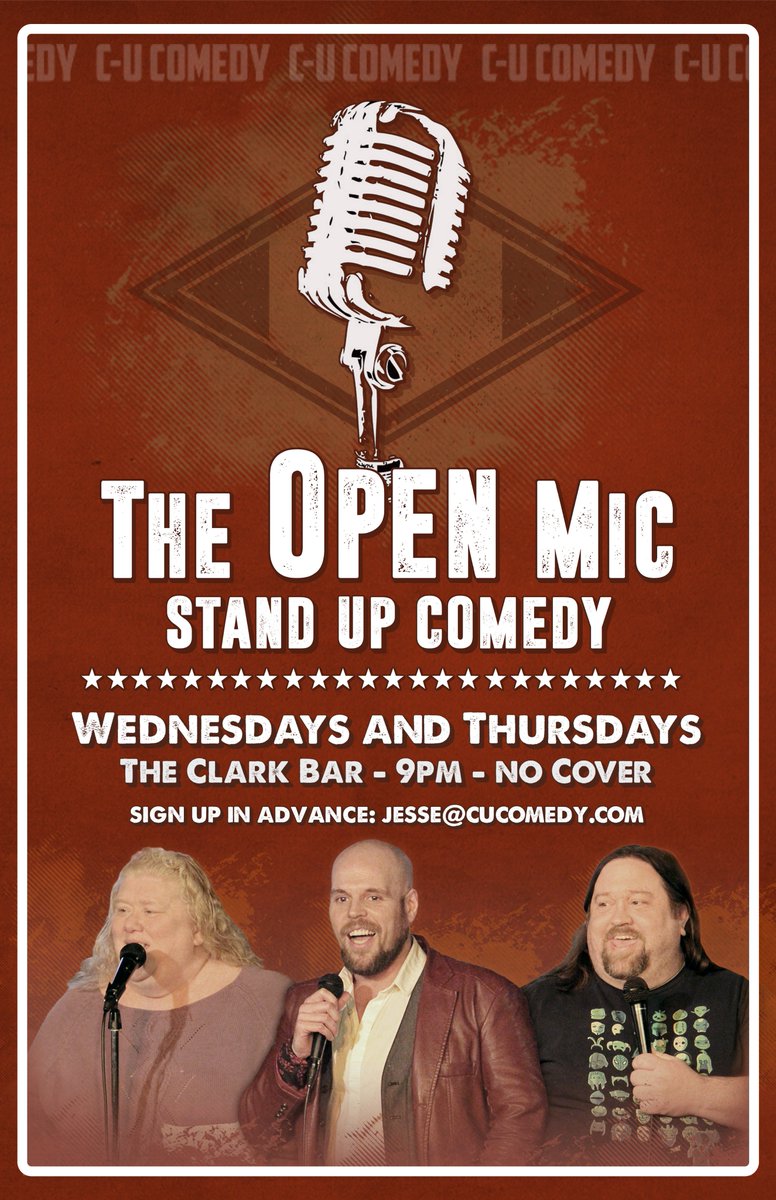 CUComedy's tweet photo. Open Mic Stand Up Comedy @ClarkBar207 Wed &amp; Thurs at 9pm! No Cover - all info at https://t.co/92WcwYCH9y #openmic #openmiccomedy #Champaign #clarkbar #illini #CU #chambana #illinoisblogger #cucomedy https://t.co/5BYNpCnn9R