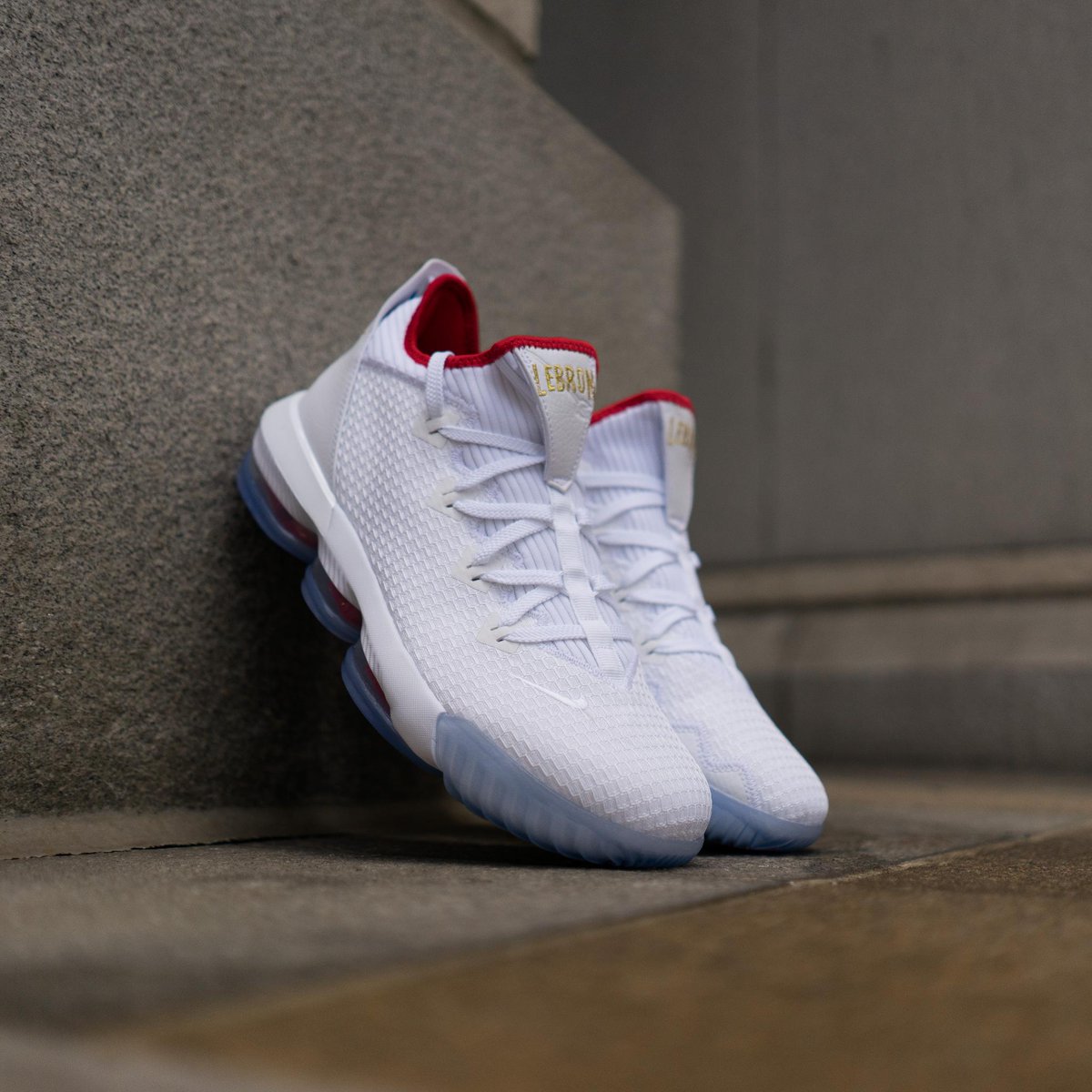 lebron 16 low white and red