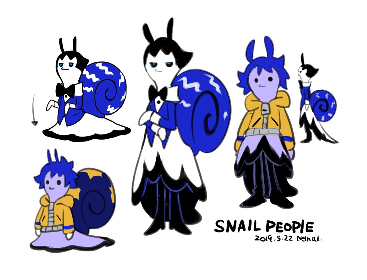 「snail people✏️
#NELNAL 」|Nelnal🌸身近なモンスター展@4月1日~10日までのイラスト