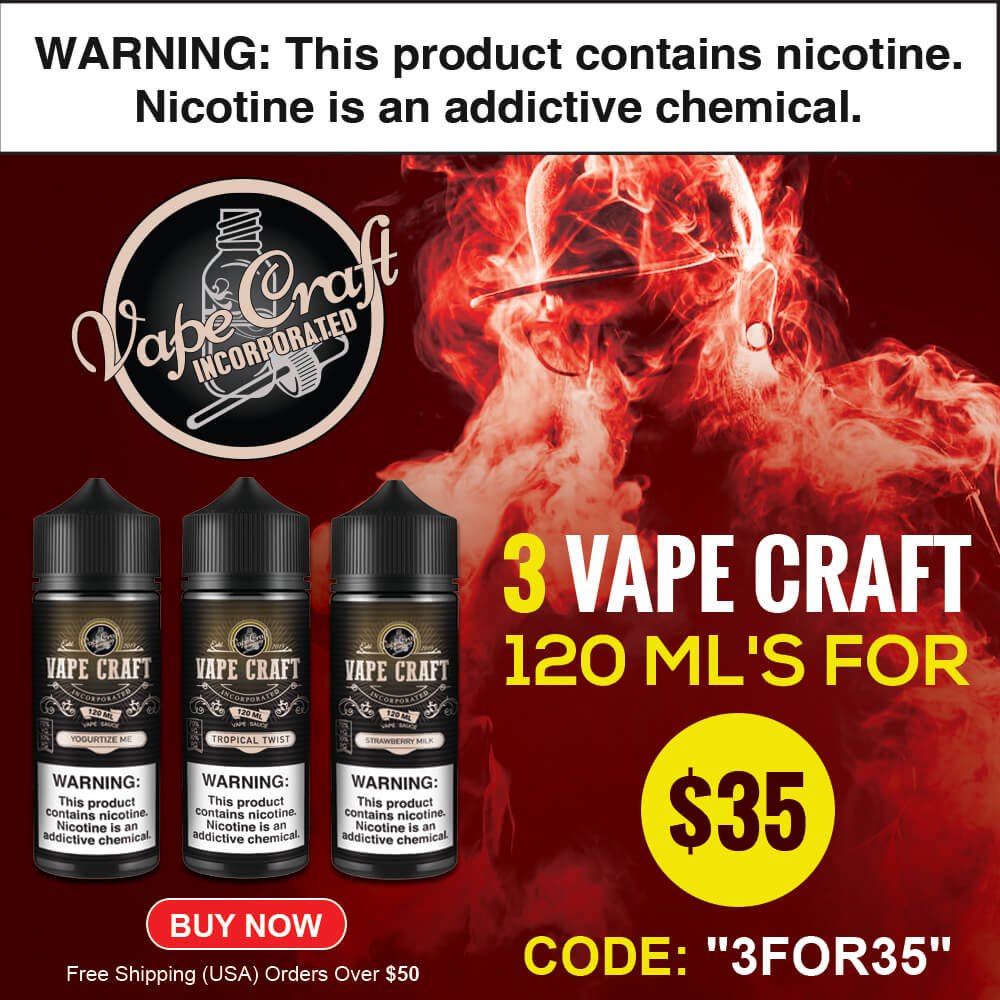 vapecraftinc's tweet photo. Juice Day Tuesday π₯
Get 3 Delicious Vape Craft 120mL's For $35! Use Code: "3FOR35" In Your Cart.
Free U.S Shipping Orders Over $50!
https://t.co/efvurTMocm
#vape #vaping #ejuice #eliquid #vapesale #vapedeal #vapejuice #vapeliquid #vapor #vapeporn #vaping360 #vapingcheap #ecig https://t.co/JZ7pFAyHDX