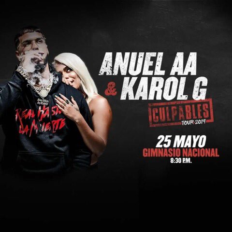 Este 25 de Mayo se realizara el concierto de Anuel AA y Karol G, en El Gimnasio Nacional. Aún puedes adquirir tus entradas en los kioscos de TodoTicket El Salvador  o a través de su pagina web: todoticketsv.com/anuel-aa-karol…