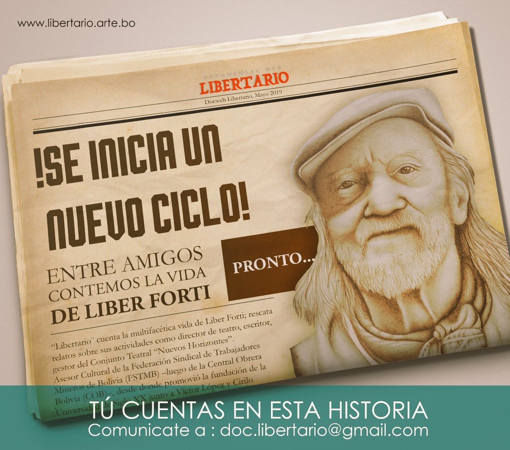 BoletinNh's tweet photo. Comienza el segundo ciclo del DocWeb #Libertario que narra la vida del #LiberForti por medio de experiencias vividas por amigos y familiares.
 #DocWeb #SegundoCiclo #Libertario #Transmedia #LiberForti #TiempoReal https://t.co/zHTEpVSgWE