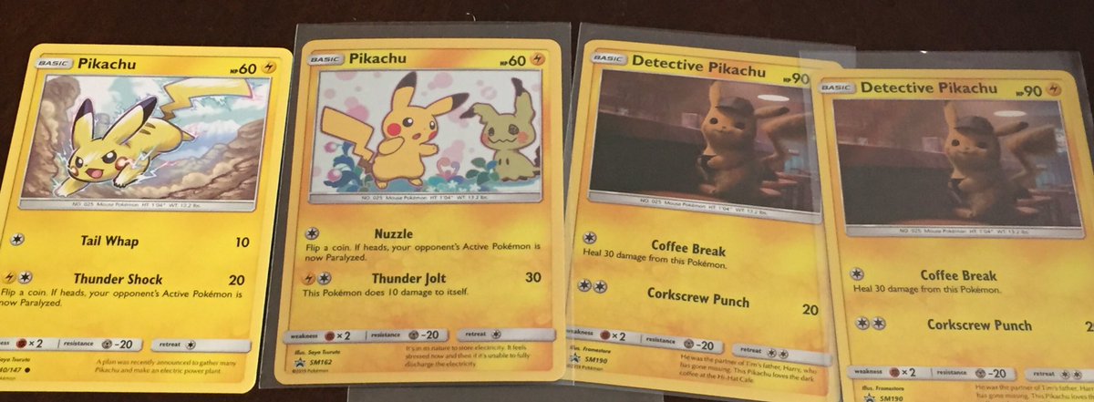 Scarlie_V's tweet photo. After we watched #detectivePikachu we went to #Walmart and got some packs of cards I was so excited I polled a guardians rising #AlolanVulpix card and I’m happy to add 4 new #Pikachu cards to my very small pikachu collection #vulpixlove #vulpix #Pokemon #Nintendo #TCG #vulpixcard https://t.co/HaVYN3RDim