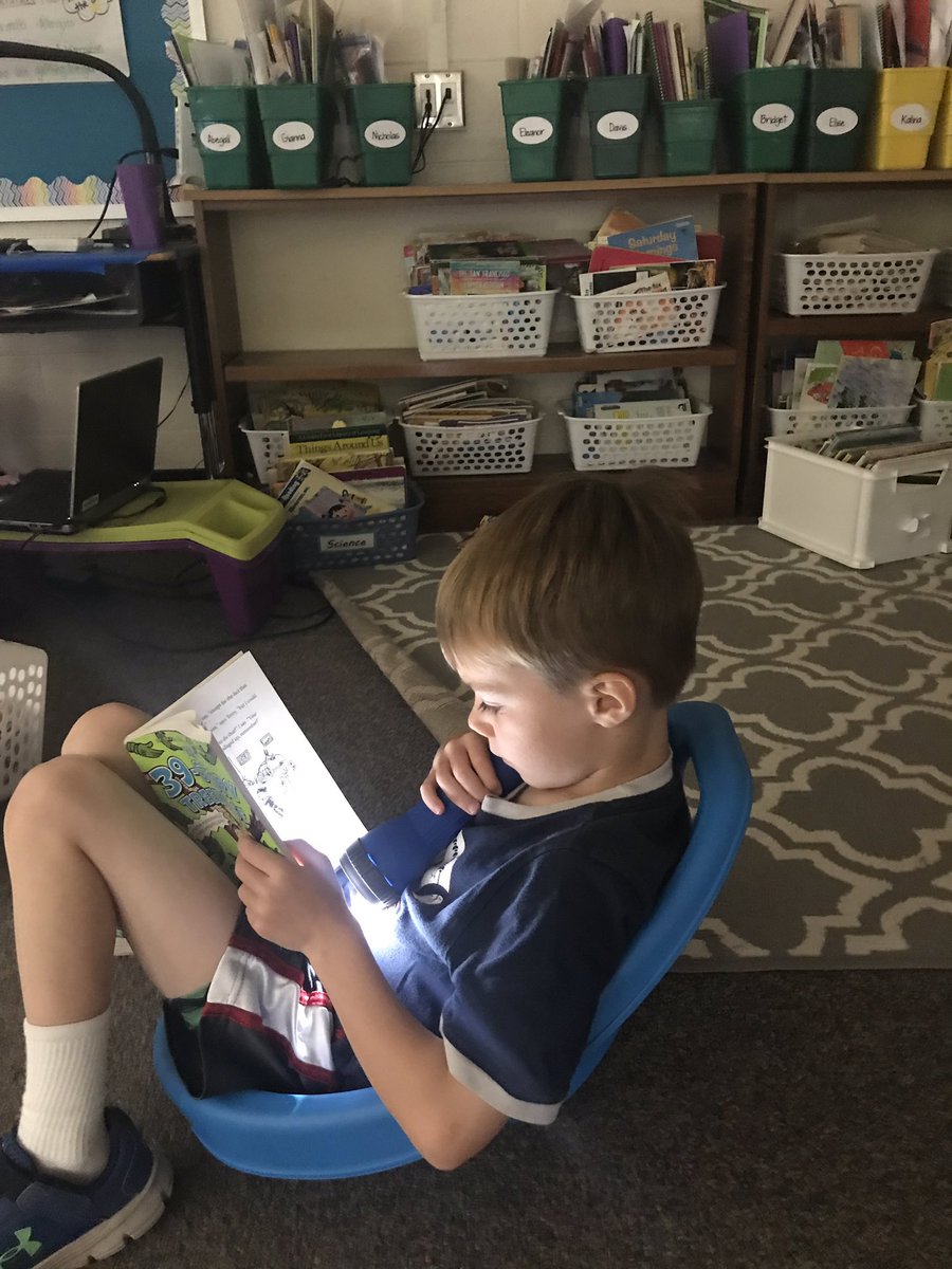 willa_mcgrath's tweet photo. Reading by flashlight during Daily 5 is out countdown activity today... fitting with the recent blackout and yesterday’s discussion about electricity!  #SelfImposedBlackout #CampfireReading @PoplarTreeES https://t.co/eOEKvOgj9J