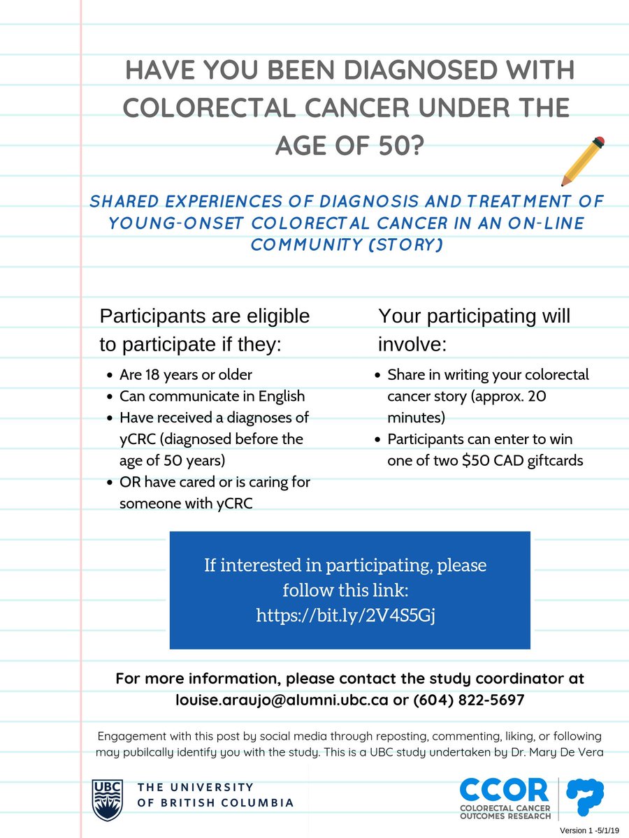 CCOR_Study's tweet photo. In just a week, we have already collected 100 STORIES! Thank you to everyone who has shared and please keep sharing our link!
https://t.co/Glk4tDZRlJ
#CCOR #StoryStudy #yCRC #colorectalcancer #youngonset https://t.co/4QOUQUKByX