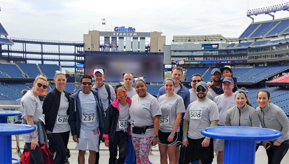 biogen's tweet photo. Employees in our Veterans Network climbed 5,000+ stairs on Sunday as part of @Stairs4RTroops, an event to support @HomesForOurTrps, whose mission is building specially adapted custom homes for severely injured Veterans. Go #TeamBiogen! #S4RT https://t.co/Qsw8vKCFUX