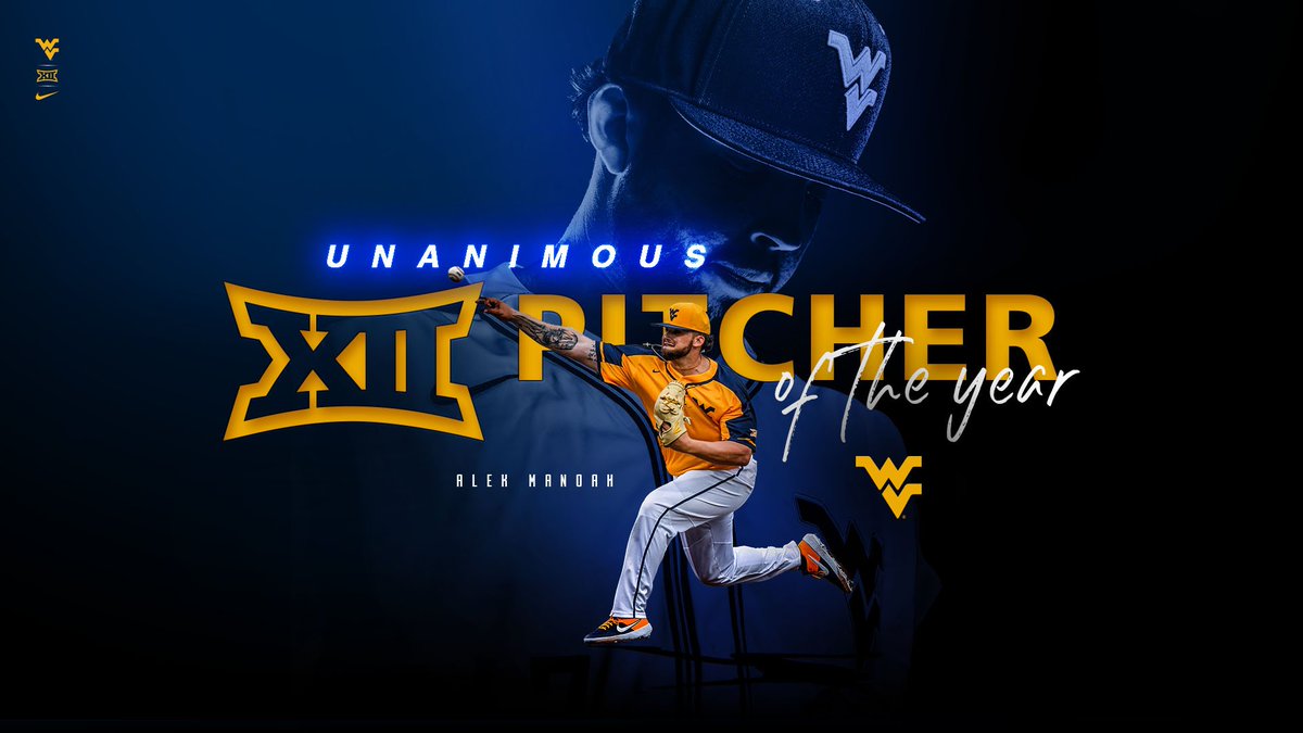 WVUBaseball's tweet photo. @CoachMazey ✔️ Unanimous Pitcher of the Year
✔️ WVU's first-ever Coach of the Year
✔️ 11 total Big 12 accolades, 2nd-most since joining the league
✔️ Program-best five Second Team honors

📰➡️ https://t.co/5uzErSbJvN
#HailWV https://t.co/Q3OeSMMDkX