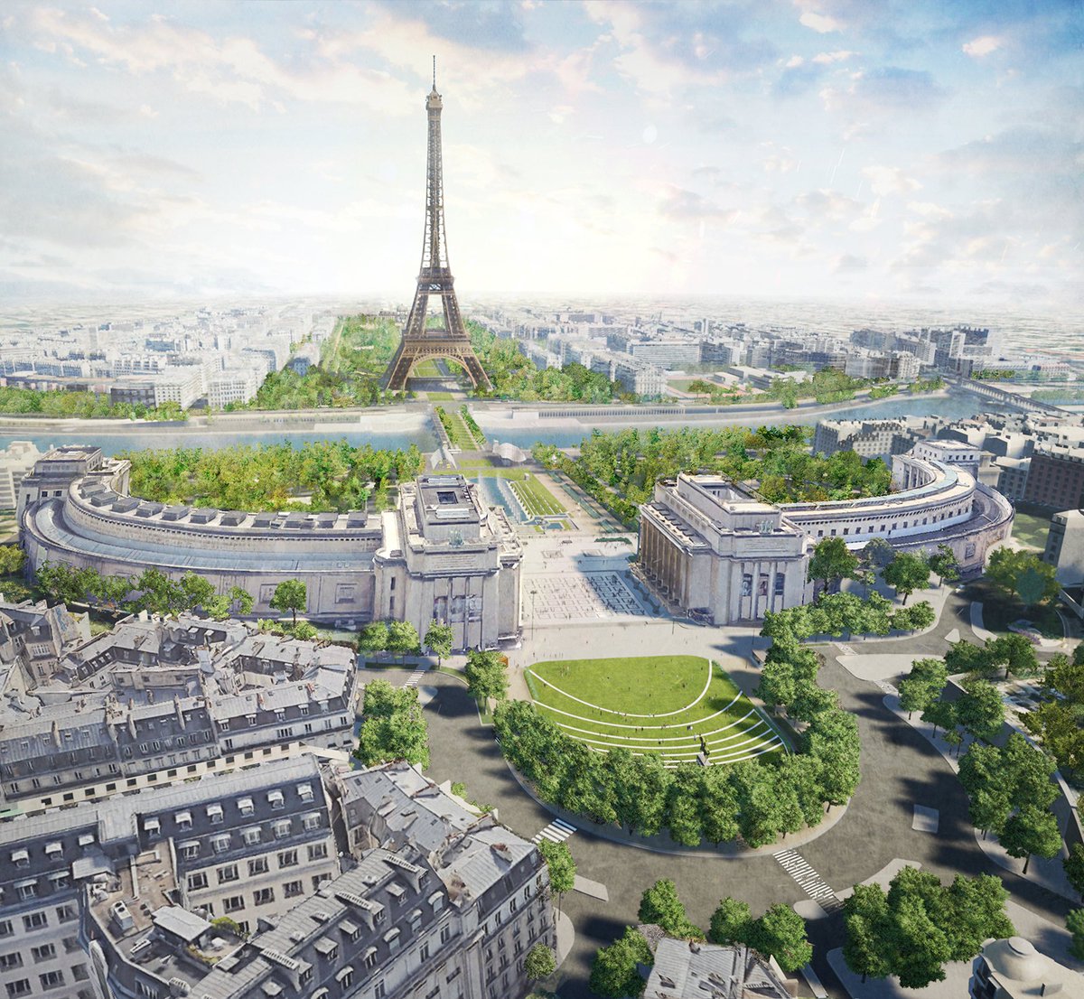 Visage du futur site de la Tour Eiffel par Gustafson Porter + Bowman, Chartier-Corbasson Architectes, Atelier Monchecourt &amp; Co, 
MA-GEO Morel Associés, Agence SATHY, D&amp;A Devillers &amp; Associés et Ariane Dienstag. 

#teamarchi #paris #Sitetoureiffel #toureiffel #eiffeltower