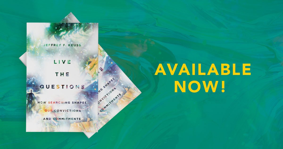 ivpress's tweet photo. Life is full of questions, but our questioning can lead us on a journey into greater understanding and purpose.

‘Live the Questions,’ by Jeffrey Keuss takes us on a tour of the tough questions asked in scripture. Available now! https://t.co/K0zP5EAR4F. #LiveTheQuestions #NewBook https://t.co/NgutsgoLHn