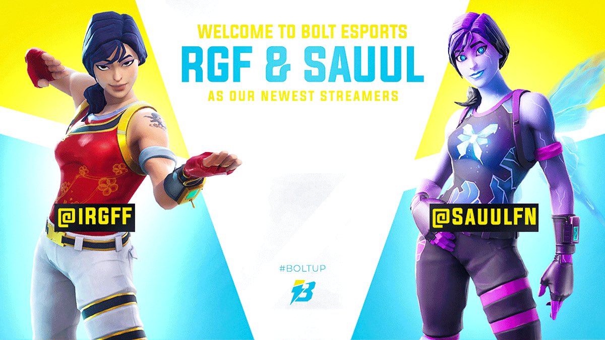 Please give a warm welcome to Bolt’s newest stream team members!

⚡️<a href="/iRGFF/">RGF</a>
⚡️@SauulFN 

Who’s next up to join the Bolt family?#BoltUp