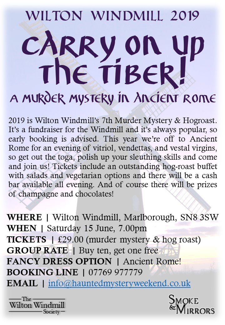 Just 25 tickets left for the murder mystery and hogroast in support of <a href="/WiltonWindmill/">Wilton Windmill</a>! Always a great evening so do call 07769977779 or email info@hauntedmysteryweekend.co.uk while there are some left!