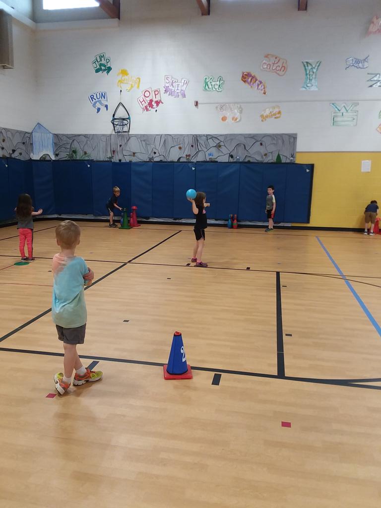 Working on our overhand throw with a little overhand bowling.