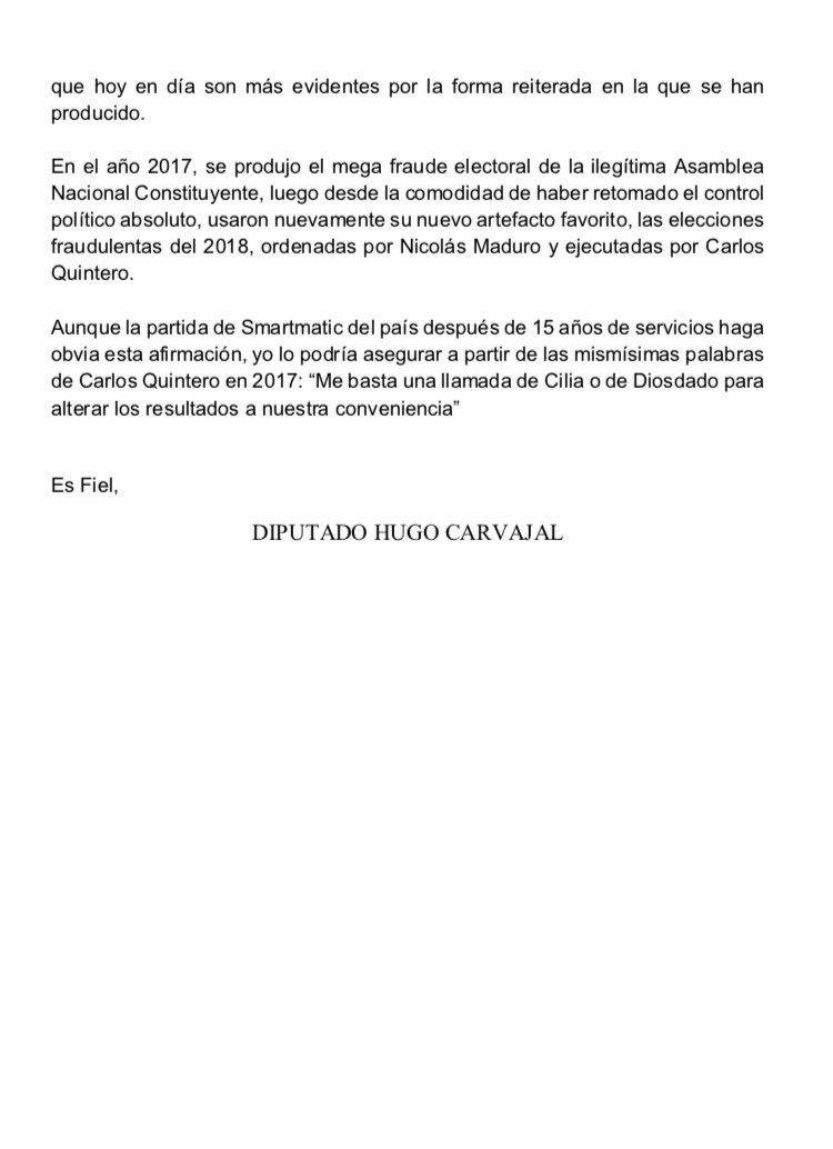 hugocarvajal4f's tweet photo. A propósito del acuerdo en rechazo al fraude electoral del 20 de mayo del 2018 que se discute en la Asamblea Nacional el día de hoy: https://t.co/7NzNXGmSLB