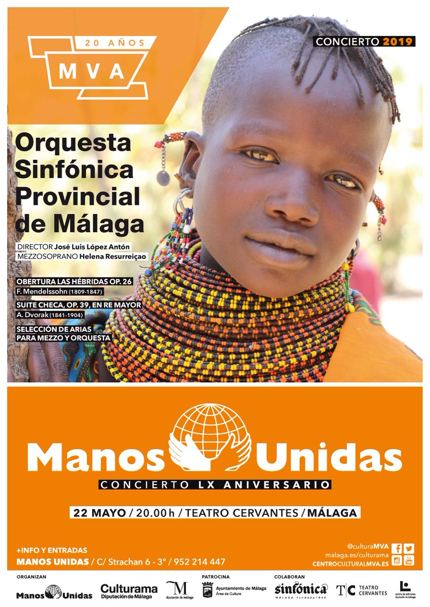 Mañana se celebra el #Concierto LX Aniversario <a href="/ManosUnidasMlga/">Manos Unidas Málaga</a> con la <a href="/sinfonicamalaga/">Sinfónica de Málaga</a> 
Será a las 20 h. en <a href="/TeatroCervantes/">Teatro Cervantes</a> 
Más información y entradas: ow.ly/9gtj50uiX3F
#música #benéfico #ManosUnidas #ocio #cultura #colabora #quéhacer #ocio