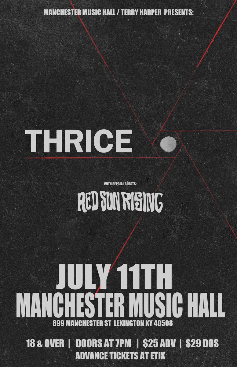 redsunrising's tweet photo. 7.11 - Manchester Music Hall in Lexington, KY, RSR will be supporting @Thrice. Tickets available now: https://t.co/G3M1ZmIlI5 https://t.co/Gk1ofzRB73