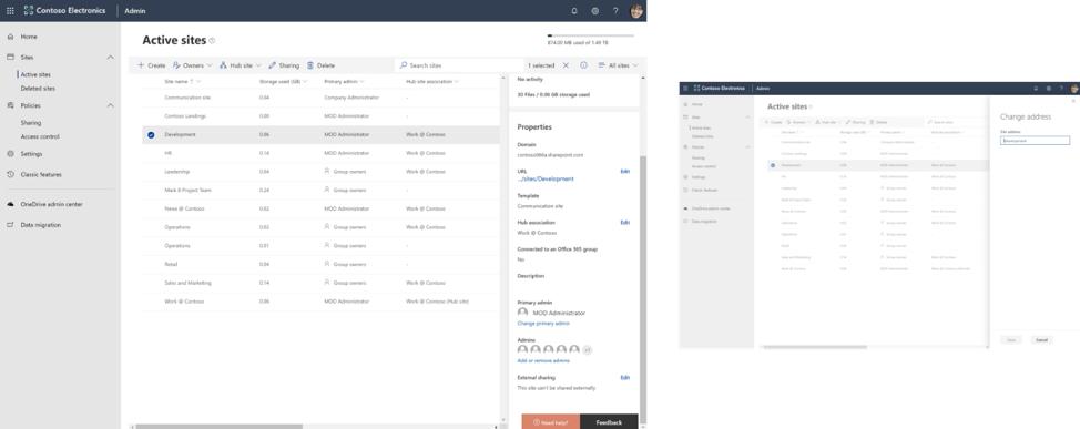 williambaer's tweet photo. Yes we did. ;-)  Now you can change #SharePoint site Urls right from the SharePoint admin center. Learn more at https://t.co/GNPyIrOwrk. #SPC19 https://t.co/nDYV9t6oGi