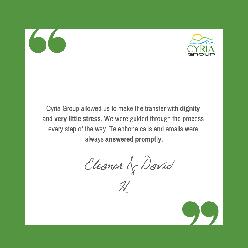 Cyria Group is committed to finding viable timeshare transfer strategies that work for the entire industry, especially for the consumers that support it. See Eleanor &amp; David’s thoughts about their experience
#CyriaGroup #Testimonials #ReputableCompany