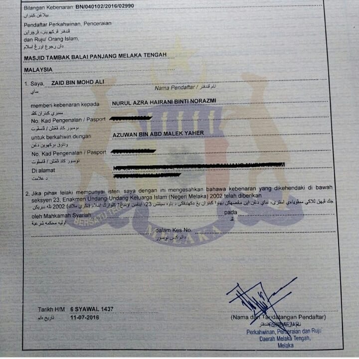 Azra Hairani Daftar Nikah Online 2016