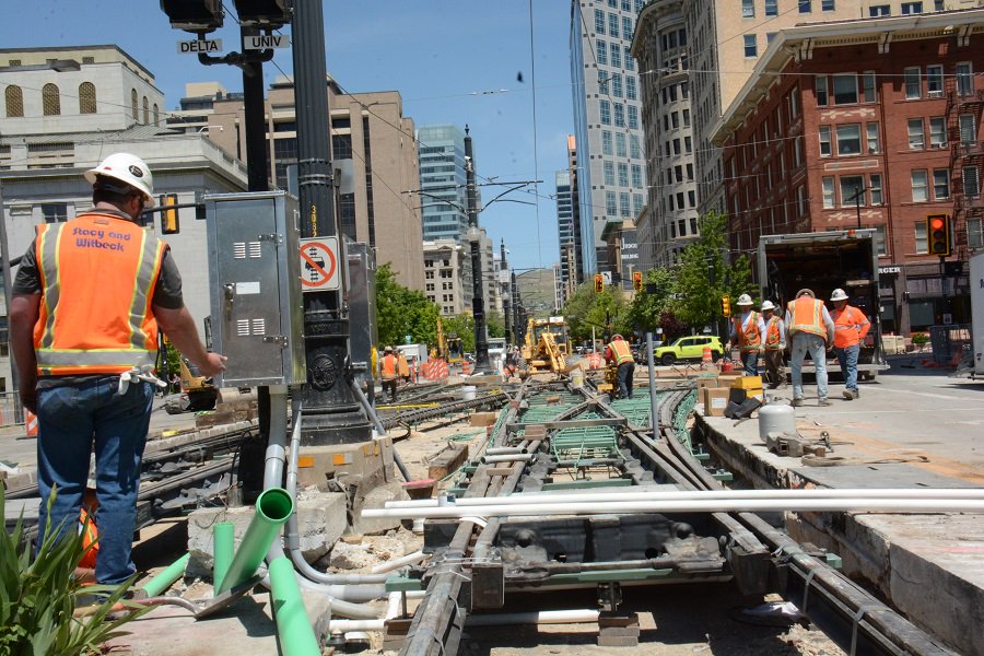 RideUTA's tweet photo. #UTAConstruction: The Rail Replacement Project moved into Phase II today. Get the details in our latest blog: https://t.co/FEJAzFKxGW
#UtahTransit #publictransit #downtownslc #detours https://t.co/SxVTwUbBbo