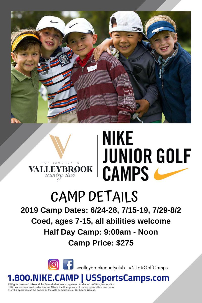 JawsCEOQB's tweet photo. Bring all of your young and enthusiastic golfers to the 2019 @nike Jr Golf Camps, hosted at these select @JawsGolf courses in South Jersey:
#RunningDeerGC #ValleybrookCC #BlueHeronPinesGC
Register online for dates and info: https://t.co/xKhE9mRnV6 https://t.co/lkEuPCkDlO