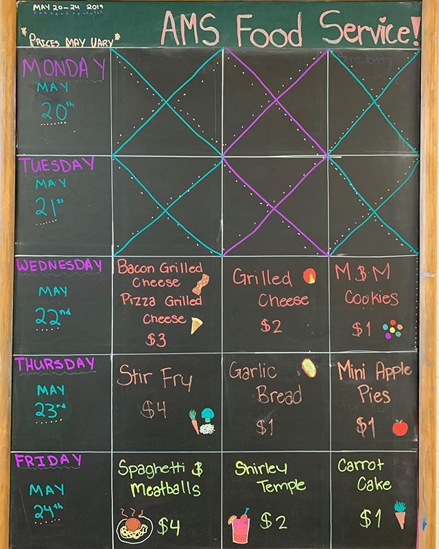 This weeks lunch menu
#amsfoodservice9
#iamajayhawk #mhpsdfamily bit.ly/2JVPjNw