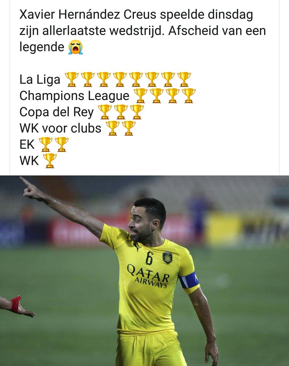 P_JVGestel's tweet photo. Afscheid van een icoon, koning, held en levende legende ๐ญ๐ญ๐ข Twas mijne favoriet toen hij nog bij barca speelde โค๐ Original G.O.A.T.
Hopenlijk zien we u terug als trainer of dergelijke.
#Xavi #Nummer6 #Myfavorite #GOAT https://t.co/ticPiXjuCS
