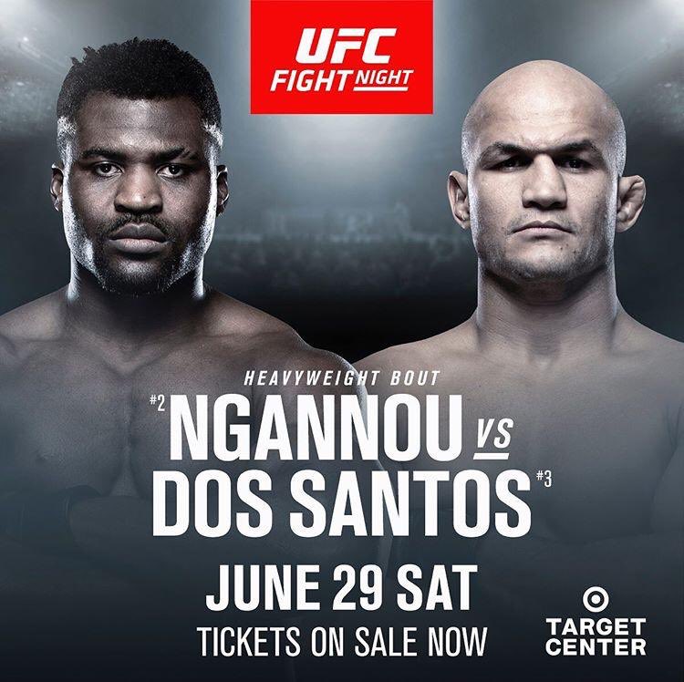 رسمياً
.
.
تم نقل نِزال فرانسيس نغانو ضد جونيور دوس سانتوس من عرض #UFC239 ليصبح النِزال الرئيس لعرض #UFCMinneapolis ، وقد جاء القرار بعد تعرض تايرون وودلي للإصابة وسحبه من النِزال الرئيس !!