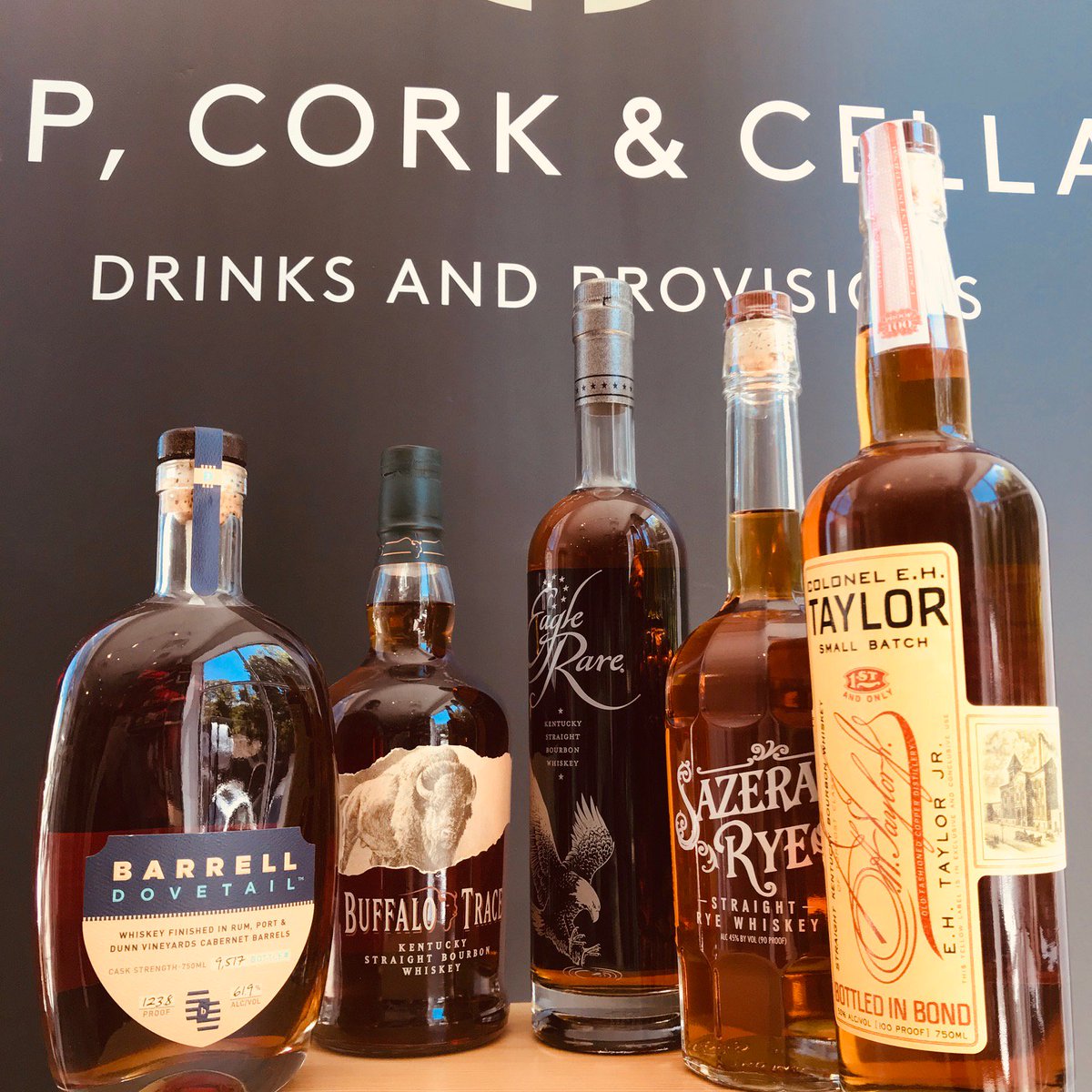 CapCellar's tweet photo. Our friends from @BuffaloTrace Were kind to us today!  Thank you @SazeracCompany and Northeast Beverage Compay for all that you do.  These won't last long so come to Cap, Cork &amp; Cellar today and grab these to complete your cocktail bar just in time for Memorial Day Weekend. https://t.co/wvEF1lcs6L