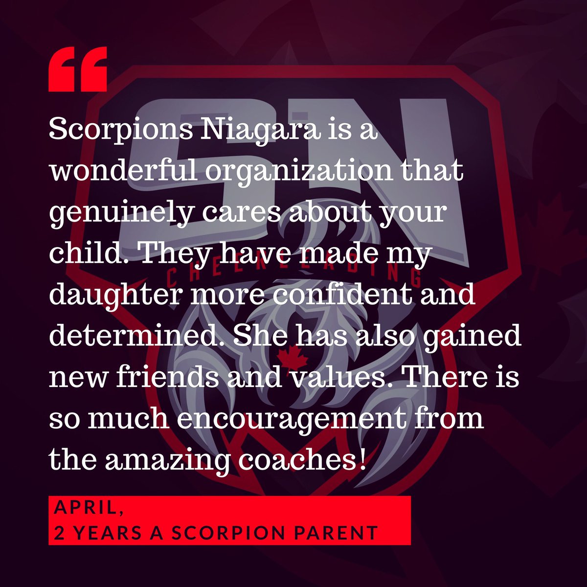 QUESTION: “Why is Scorpions Niagara the BEST cheer club in Niagara ?” 🦂♥️

#ScorpionsNiagara #NiagarasBest #Cheerleading #TestimonialTuesday #GenuineCare #BuildingConfidence #ThankYou #ScorpionPride #ScorpsFamily #BuildingChampionsForLife