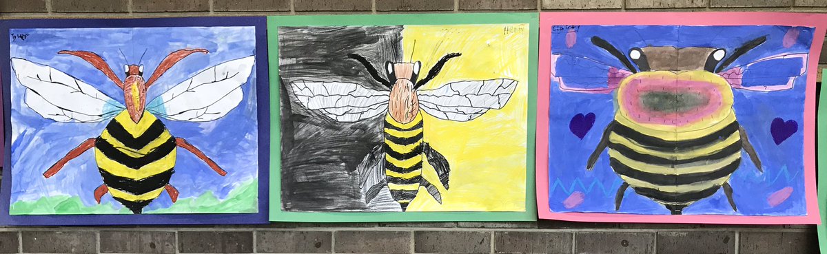 kyjoha07's tweet photo. 3rd graders learned about reflective symmetry to create these giant bee images using mixed media. 🐝 @CRCoolidgeElem @CRSCHOOLS https://t.co/3WLXpRbbCJ