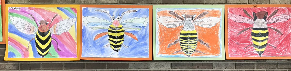 kyjoha07's tweet photo. 3rd graders learned about reflective symmetry to create these giant bee images using mixed media. 🐝 @CRCoolidgeElem @CRSCHOOLS https://t.co/3WLXpRbbCJ