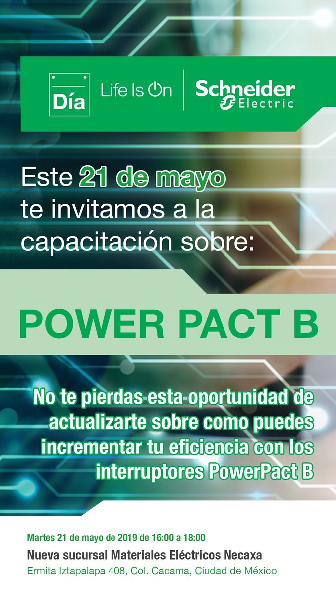 menecaxa's tweet photo. Todavía estas a tiempo de asistir a la capacitación sobre interruptores #PowerPactB como parte del programa de electricistas de @SchneiderMX ¡los esperamos! https://t.co/uFmnmkjuT5
